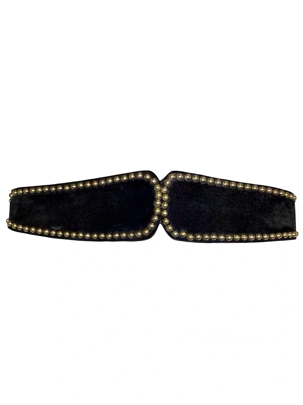 Gold-Studded Black Velvet Waist Belt